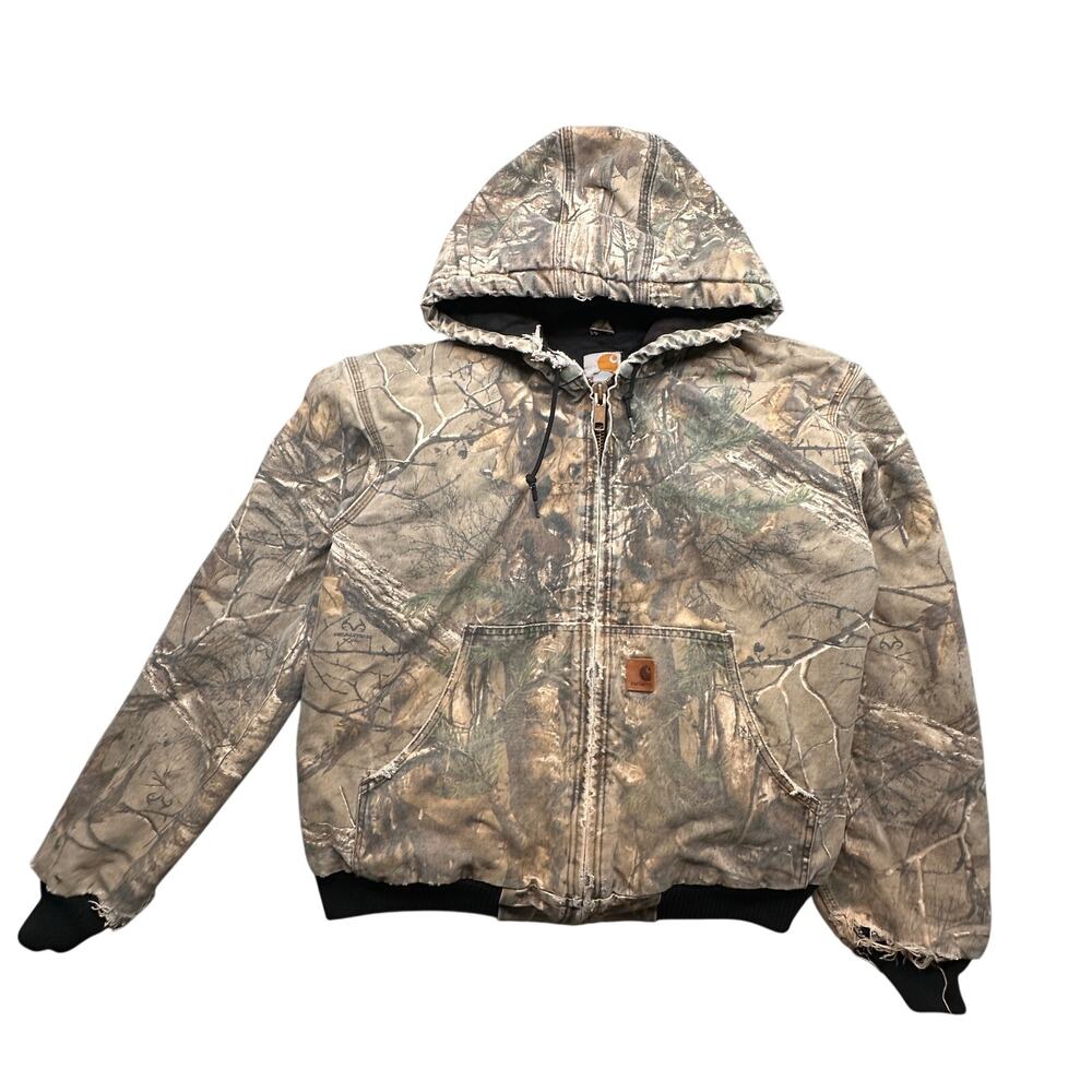 Carhart Realtree J221 Camouflage Active Jacket Mens Large Quilted Lined Hooded